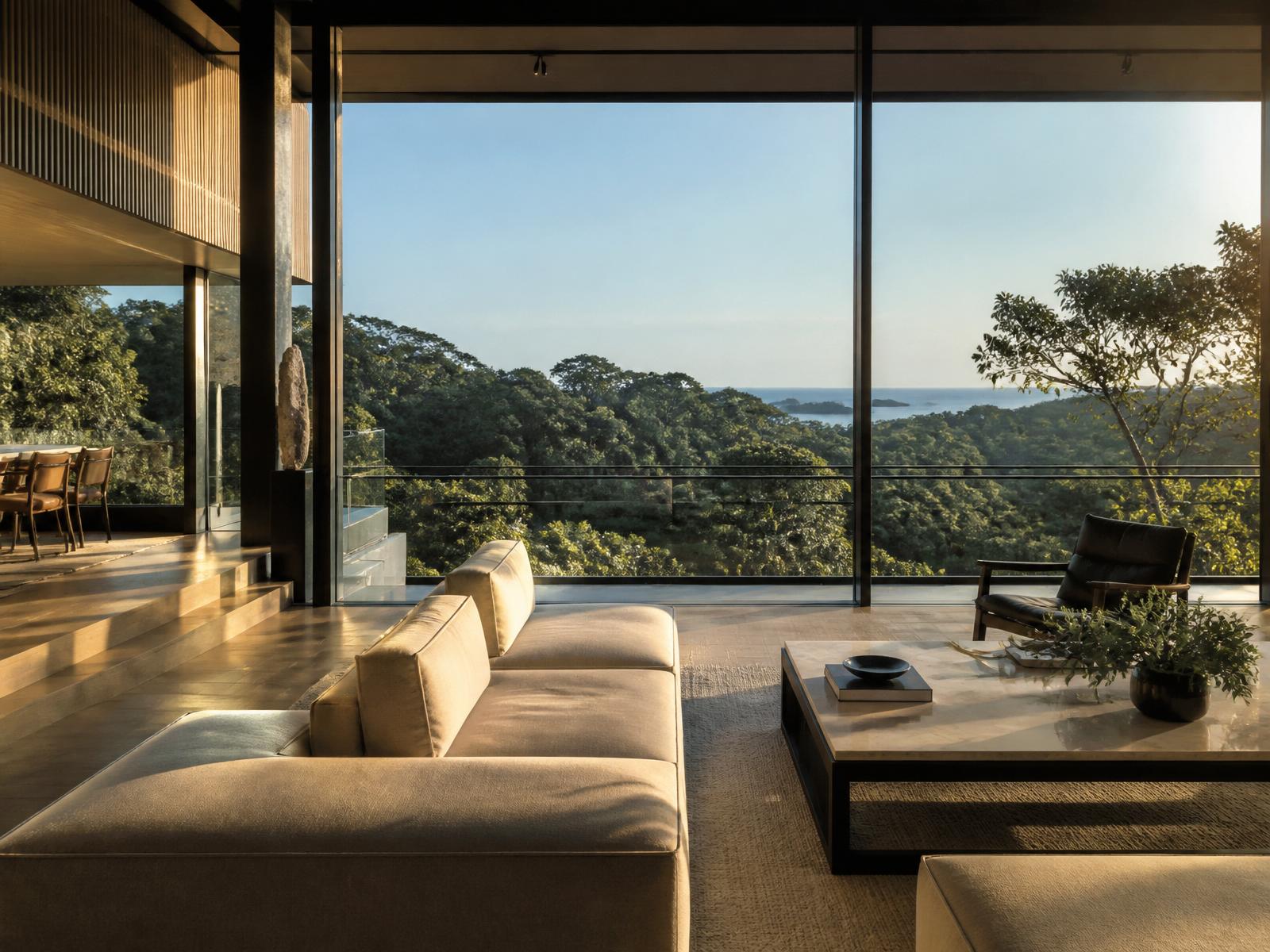 Sala de estar com vista panorâmica