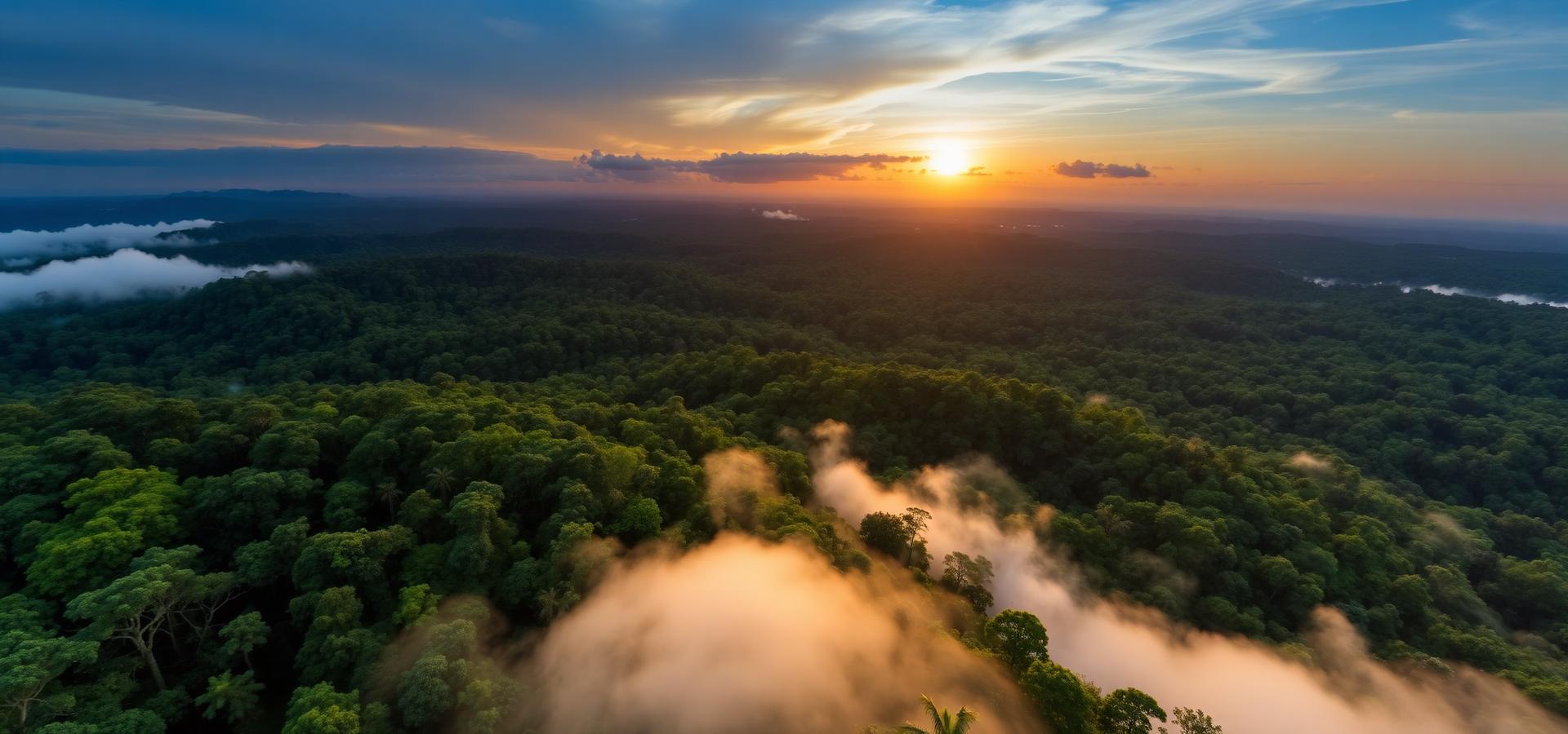 Vale de mata nativa ao amanhecer, vista da residência